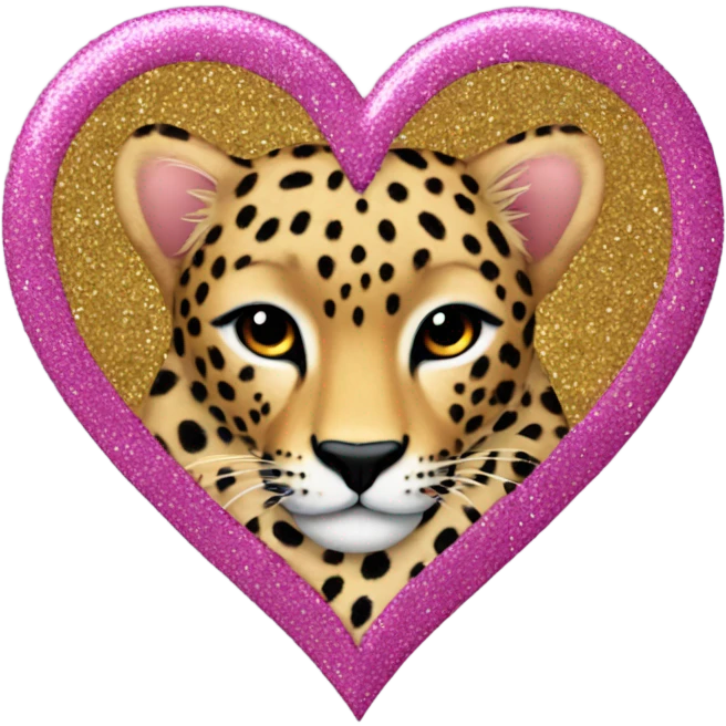 cheetah print glitter heart  emoji