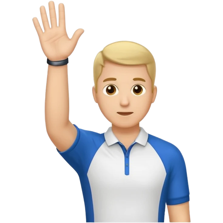 sports coach holding one hand palm down on top and other vertical in the middle of the flat palm under emoji