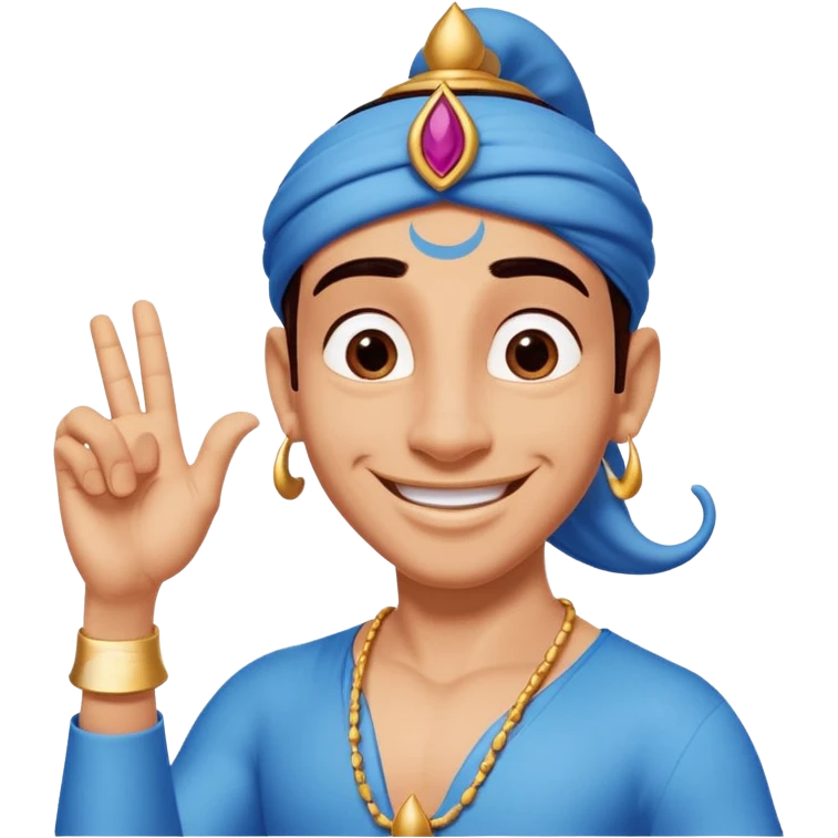 Genie from Aladdin. make several options for the genie from alladin cartoon for the further animation, i want that he shows the like sign with his left hand and smiles emoji