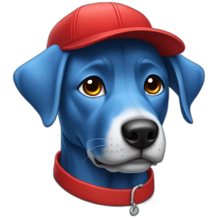 Blue dog with red cap emoji