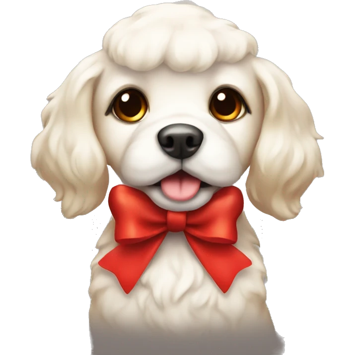 Christmas cute dog with a red bow emoji