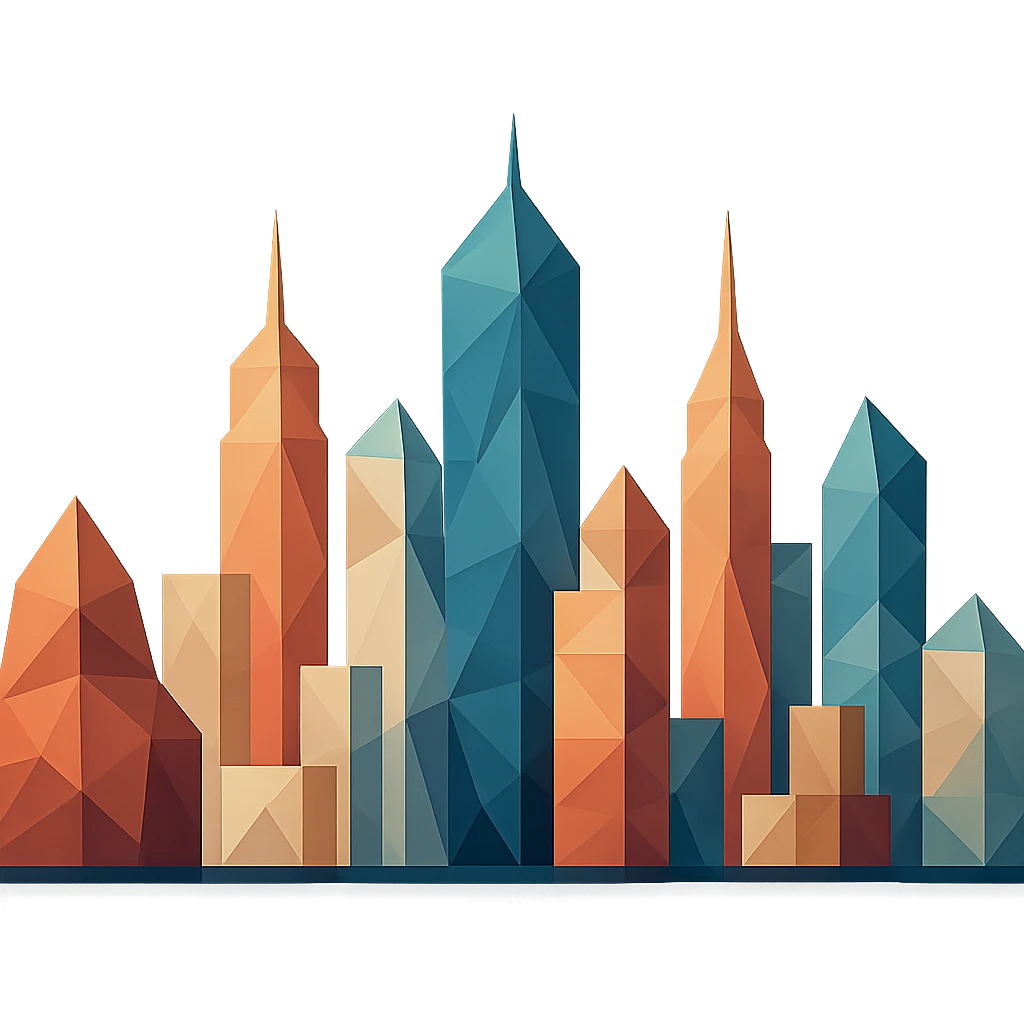 city skyline composed of geometric shapes in polygonal style emoji