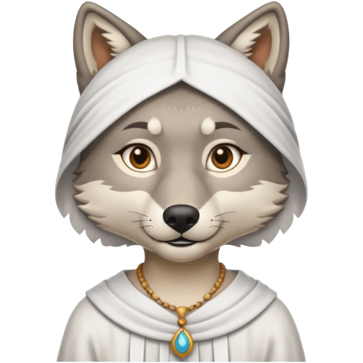 gray wolf in a traditional white dishdasha emoji