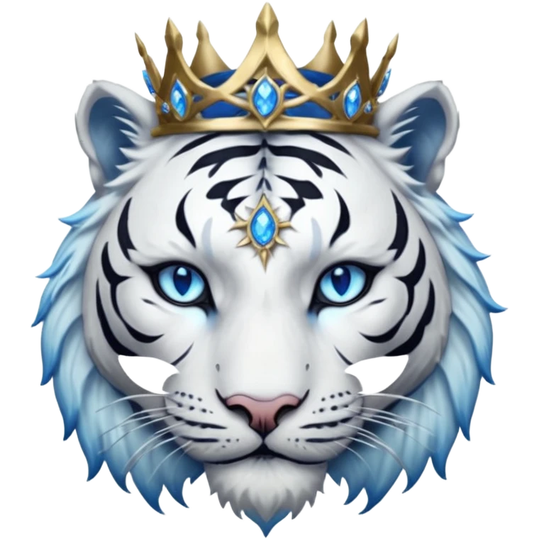 ESO Female white/black tiger khajiit leader of the umbral rose, glowing blue eyes, glowing blue 'third eye' gem, something symbolizing leadership ruling  emoji