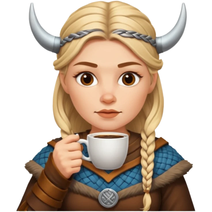 viking woman drinking coffee emoji