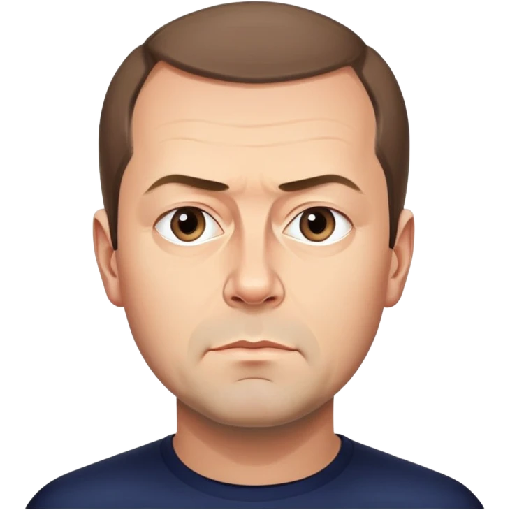 Dmitry Medvedev, round face, bold and simplified iconic facial traits, serious expression, high clarity and polish emoji