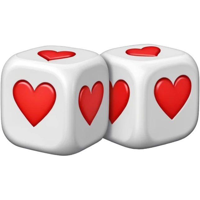 two dices in with red heart details emoji