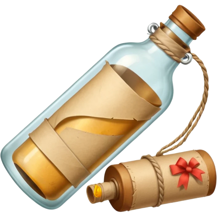 message bottles with papper roll emoji