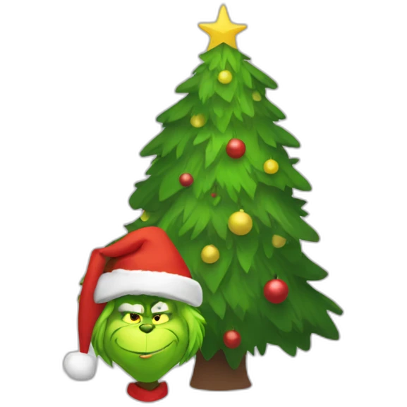 grinch holding christmas tree emoji
