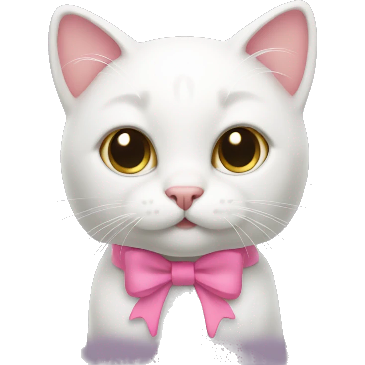 Cat with cute pink small bow on ears emoji