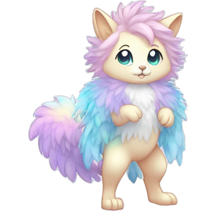 Shiny Sparkly Colorful Pastel Fluffy beautiful fantasy Kawaii Ethereal Anthro Sona Fakemon-animal Full Body emoji