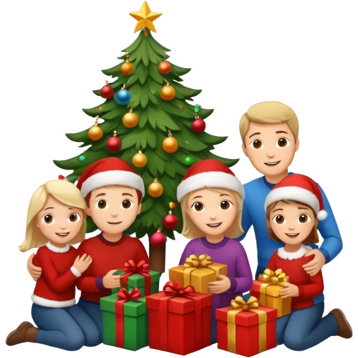 Family Xmas under tree emoji
