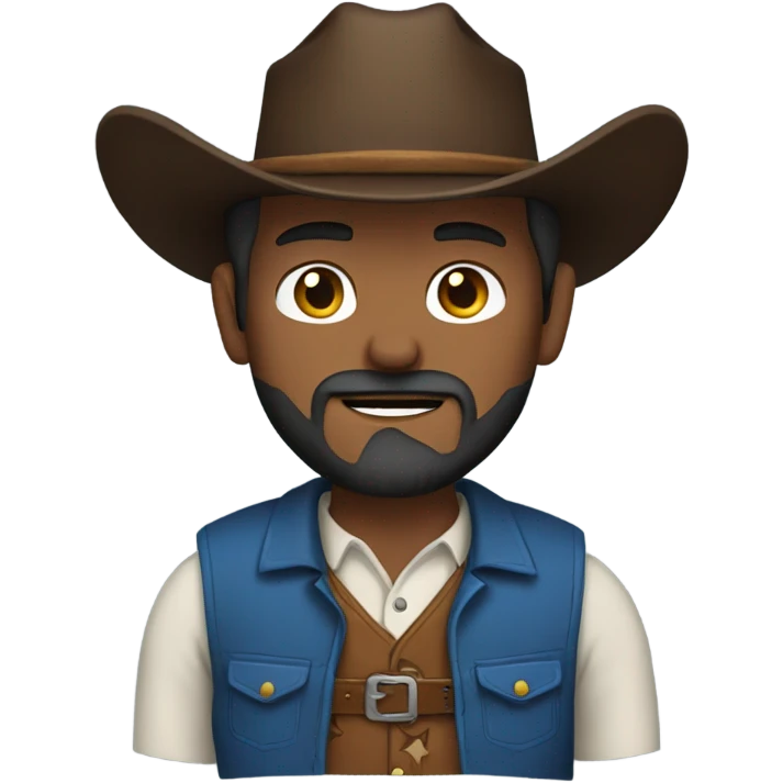 Cowboy with a  beard and blue vest and brown belt emoji