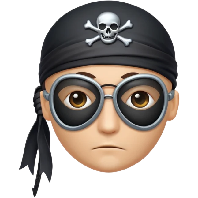 pirate eyepatch object icon, black eyepatch with strap, 3D cartoon, mobile game icon style, centered, clean background, no text, no watermark
 emoji