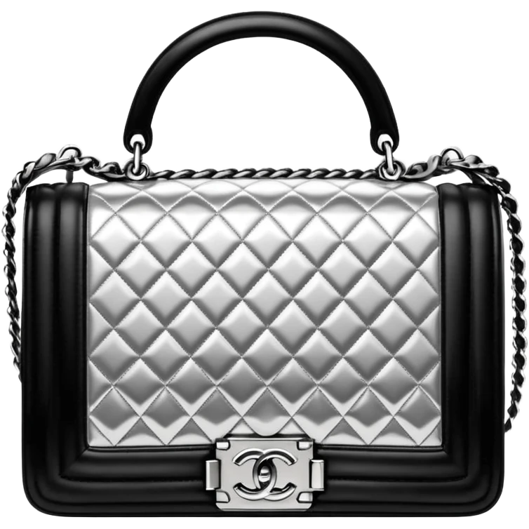 chanel le boy silver color bag emoji