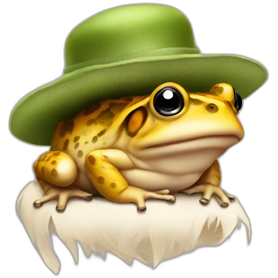 toad in a woman's hat with a feather emoji