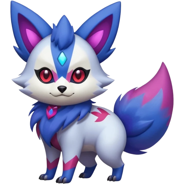 Shiny White with Violet and Indigo markings and nebula markings Zorua-Zangoose-Pokémon-Fakémon-fusion-hybrid-creature emoji