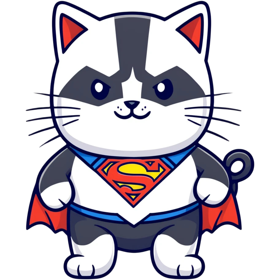 super man cat in black suit emoji