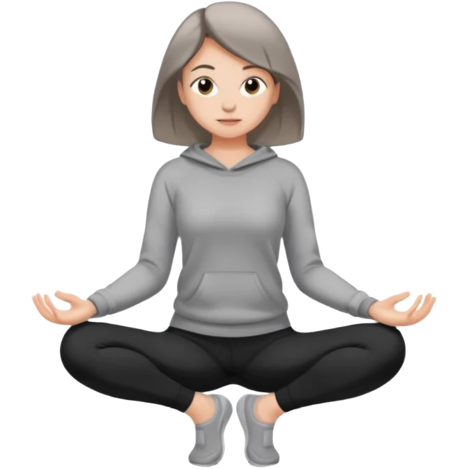 ADHD girl in sweatshirt and yoga pants emoji