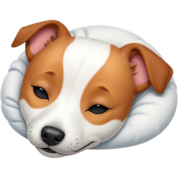 Meme-Worthy Cute Sleeping Jack Russell Terrier Portrait Emoji, Head and body resting peacefully with a contented smile, showcasing a compact, alert yet relaxed form with eyes gently closed in serene slumber, Simplified yet adorably endearing features, highly detailed, glowing with a soft, drowsy canine light, high shine, relaxed and utterly lovable, stylized with an air of playful laziness, soft glowing outline, capturing the essence of a sleeping Jack Russell Terrier that feels destined to become the next viral icon of adorable rest! emoji