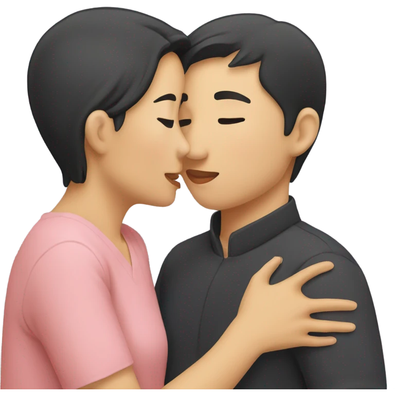 Asians kissing emoji