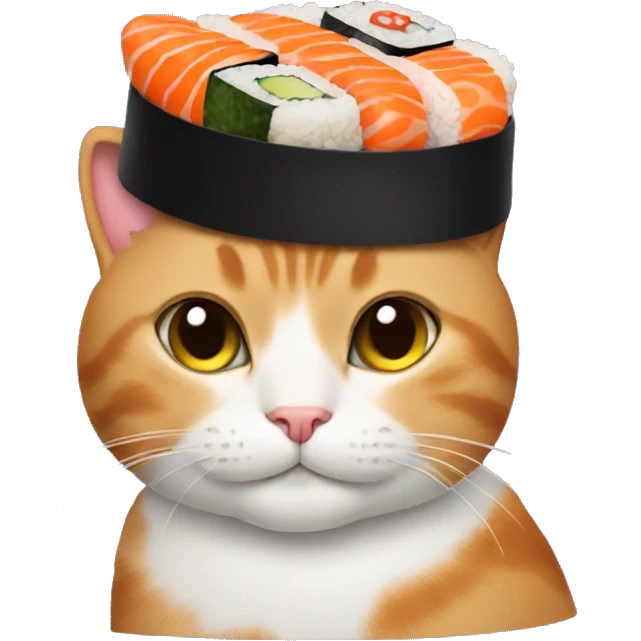 cat wearing sushi as a hat emoji