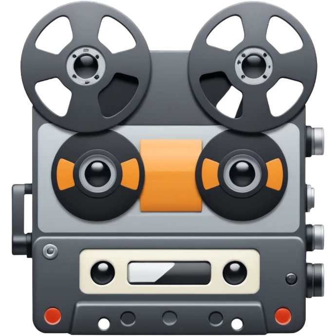 Minimalist emoji-style sticker of a VHS tape where the reels look like eyes, staring out. Black, white, and gray tones only.
 emoji