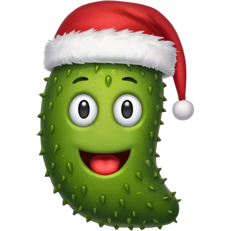 Pickle wearing Santa hat emoji