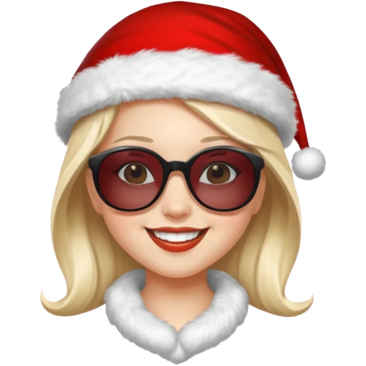 girl Santa with sunglasses emoji