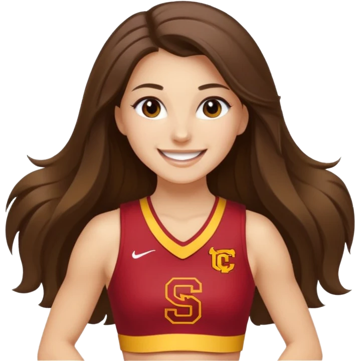 skinny white happy long haired brunette girl USC cheerleader emoji