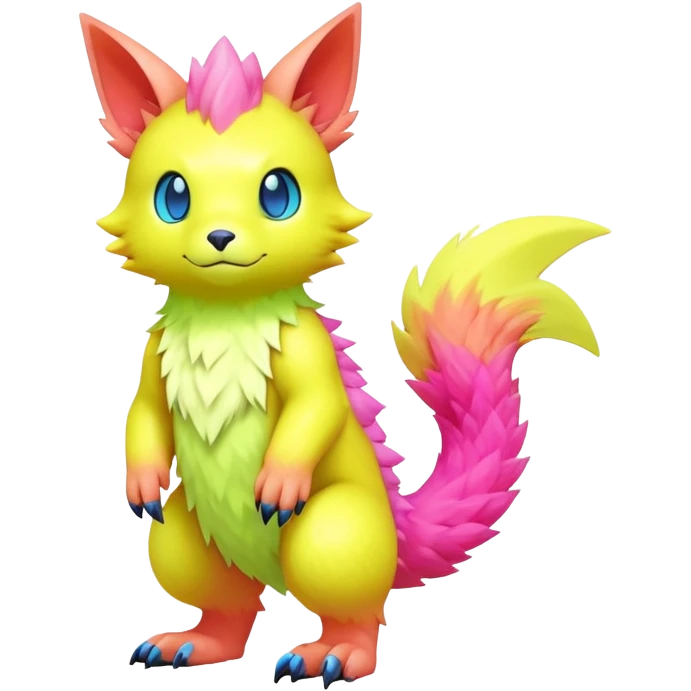 lush pastel-bright-vibrant warm-colored modern colorful neon-colored Fakémon-Digimon-Fionbri-Trico-creature (full body) emoji