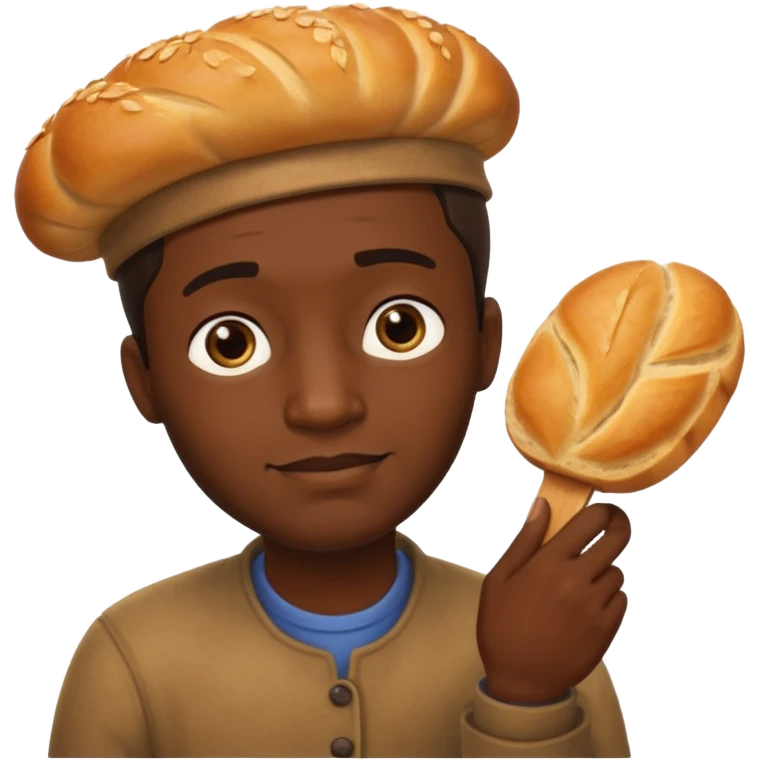 темнокожий парень вставляет свой палец в хлеб emoji