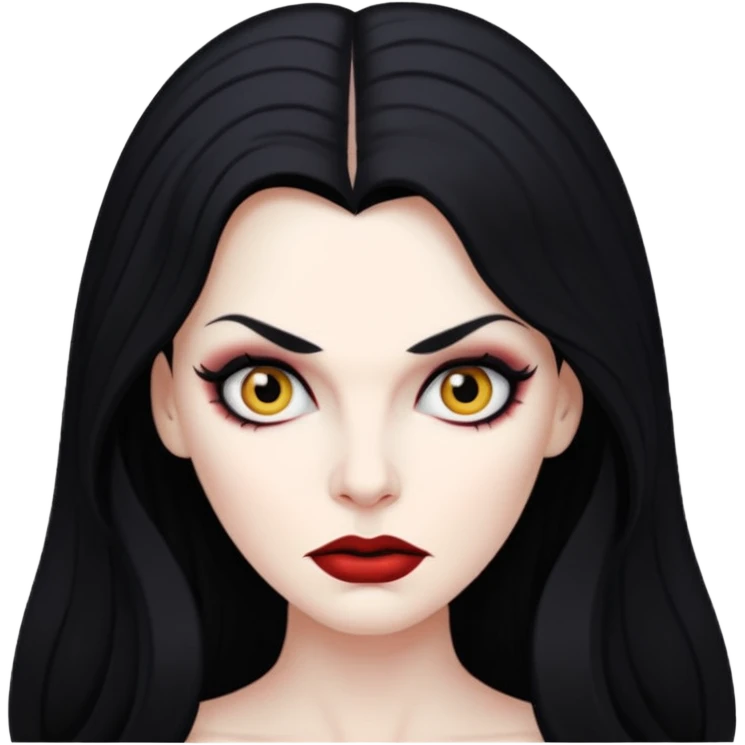 Vampira branca de cabelos pretos e longos emoji