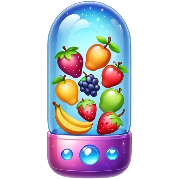 capsule with fruits and sparkles emoji