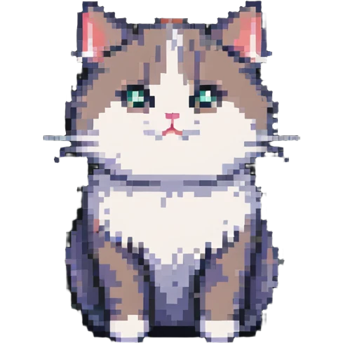 cute fluffy cat pixel art emoji