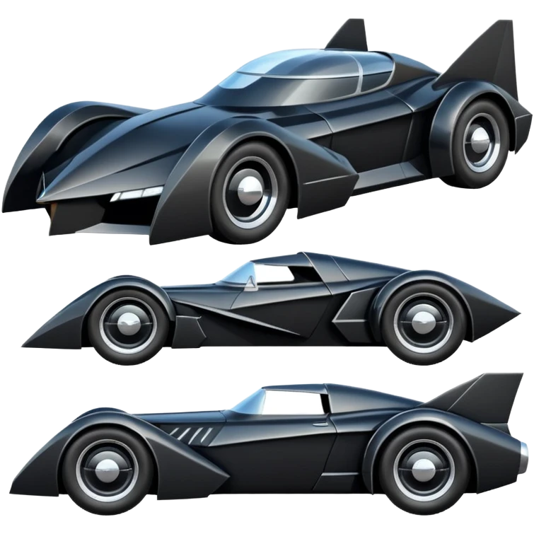  the animated series aerodynamic futuristic Batmobile loosely based on 1936 cord 812 (flat long straight faceted mechanical body) finned stealthy street hot rod  emoji