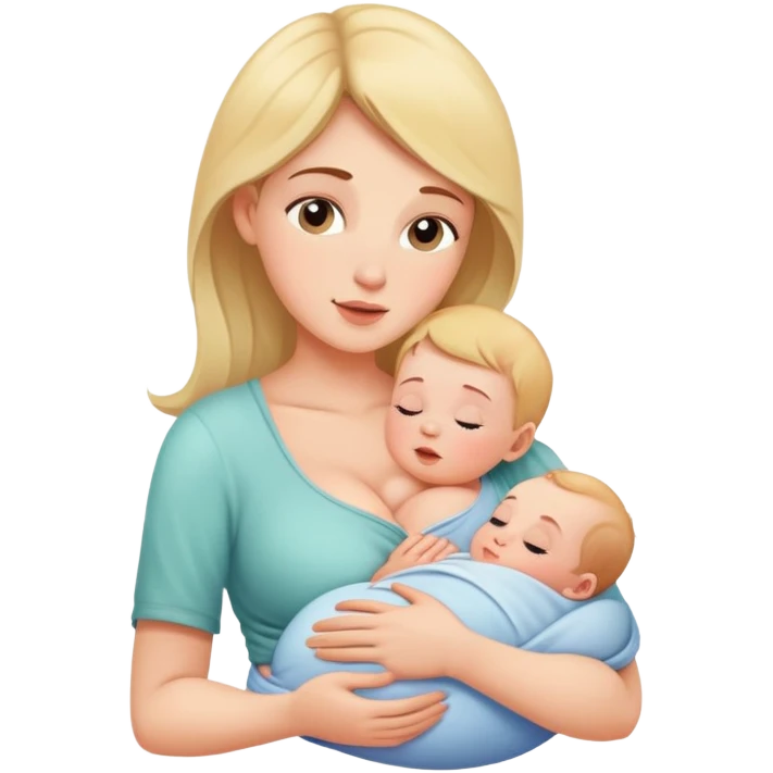 Mother breastfeeding her baby, gentle expression emoji