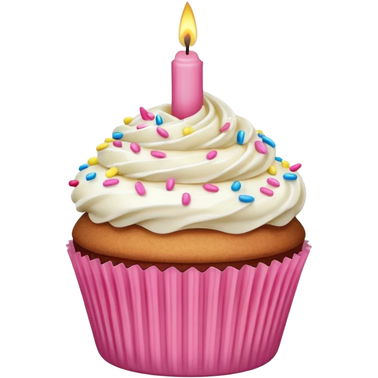 cupcake with pink candle emoji