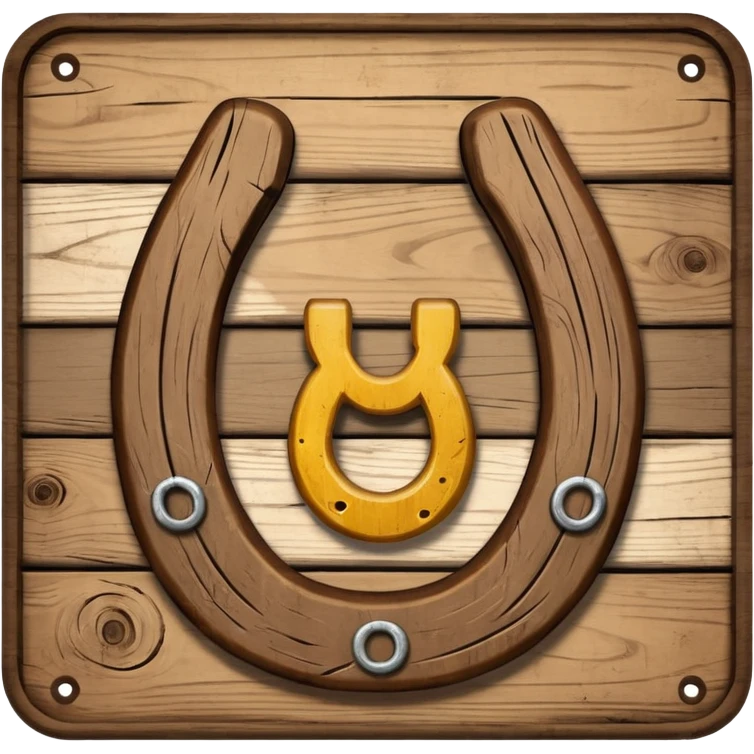Emoji wooden sign with horseshoe with the inscription OK emoji