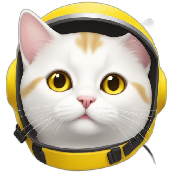 White munchkin cat in yellow helmet emoji