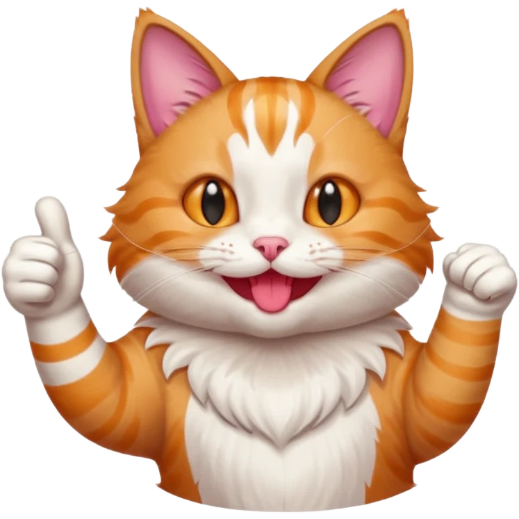 Cat smiling and giving thumbs up emoji