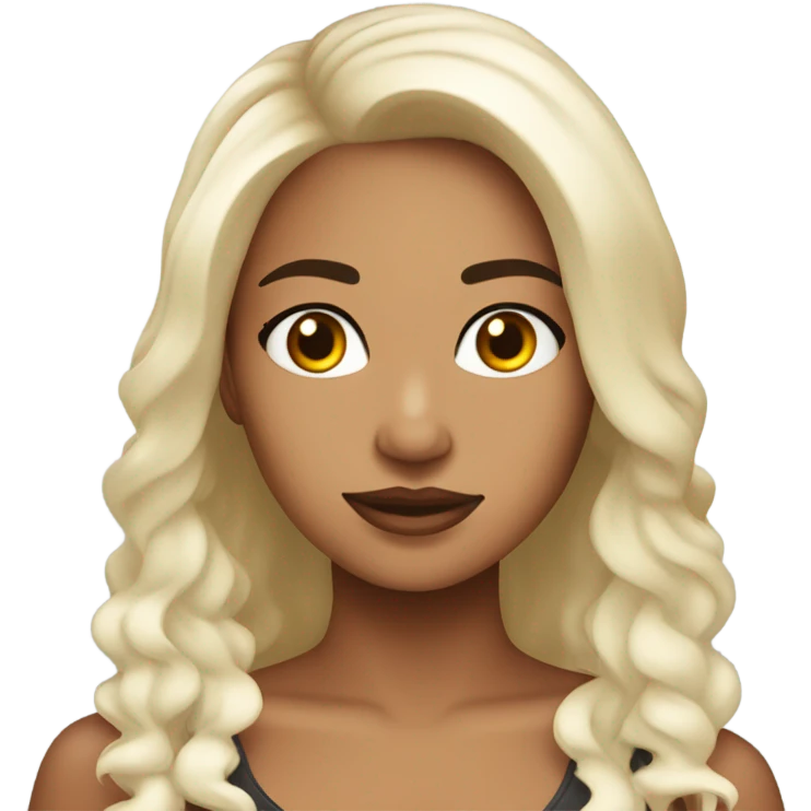 chica rizada cabello negro,largo,blanca emoji