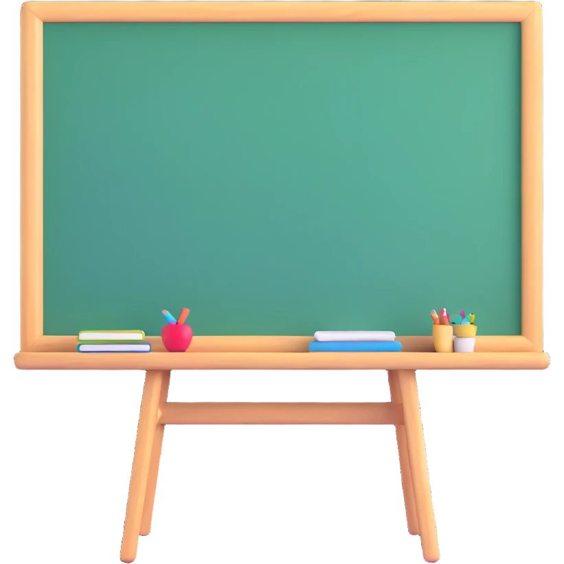 classroom chalkboard with chalk and eraser emoji