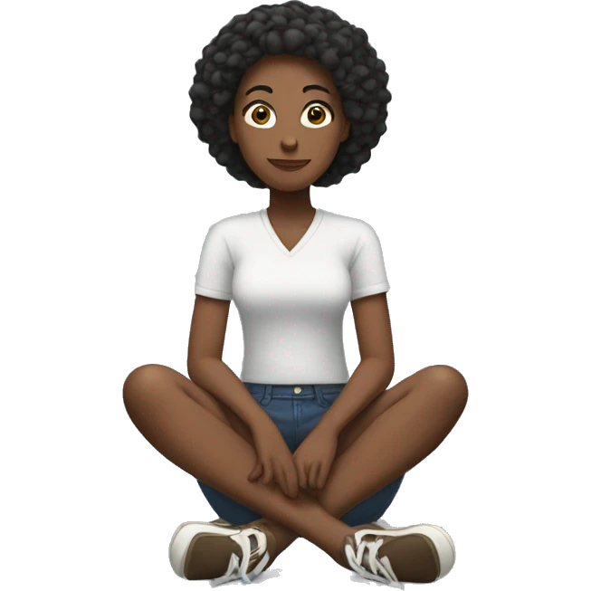 Black woman sitting with legs crossed  emoji