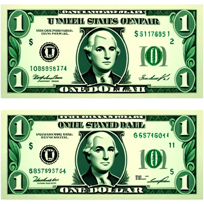 Single dollar bill emoji