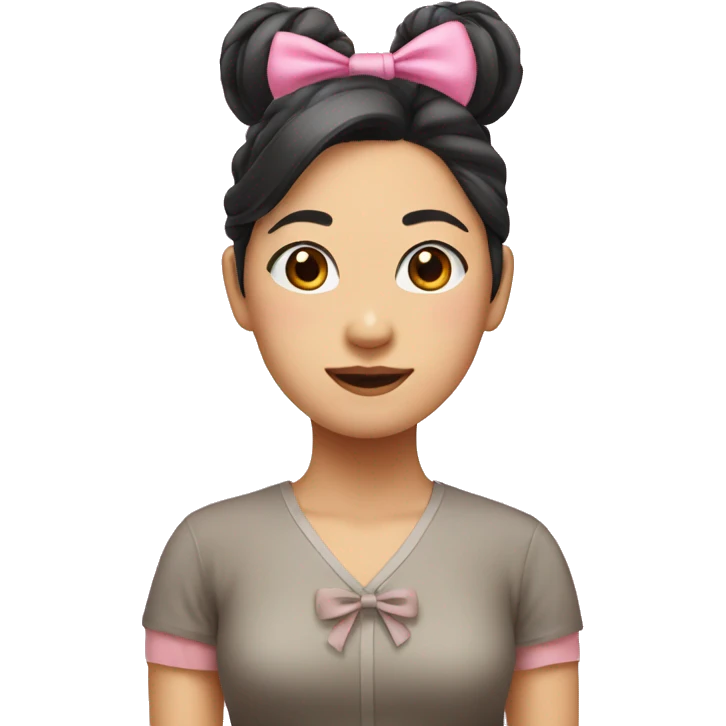 asian girl with pink bow in her hair emoji