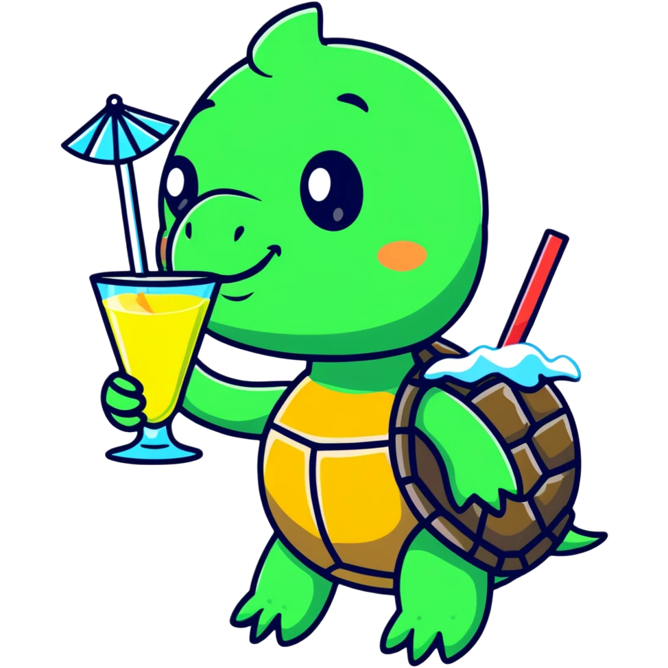 Turtle with frozen daiquiri emoji