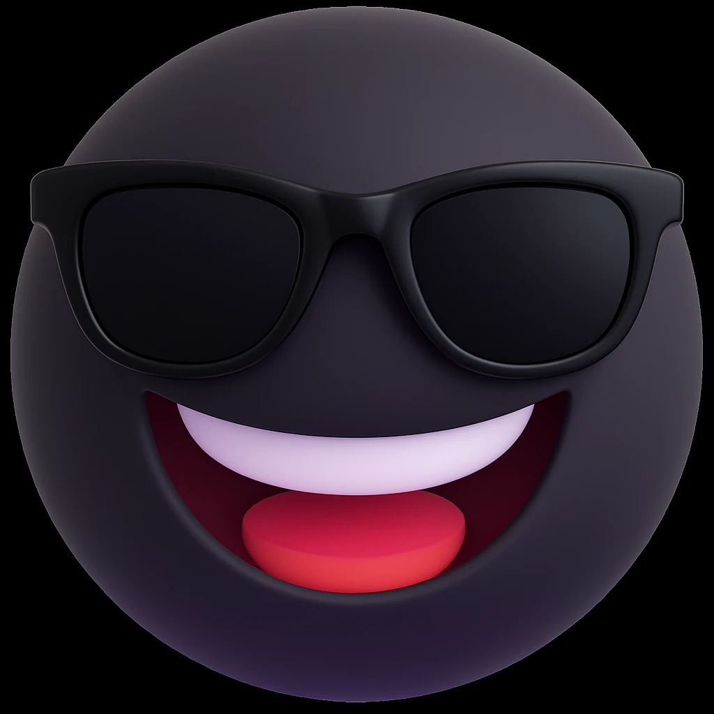 Make the smiling face emoji wear sunglasses in a style similar to 3d-emoji emoji