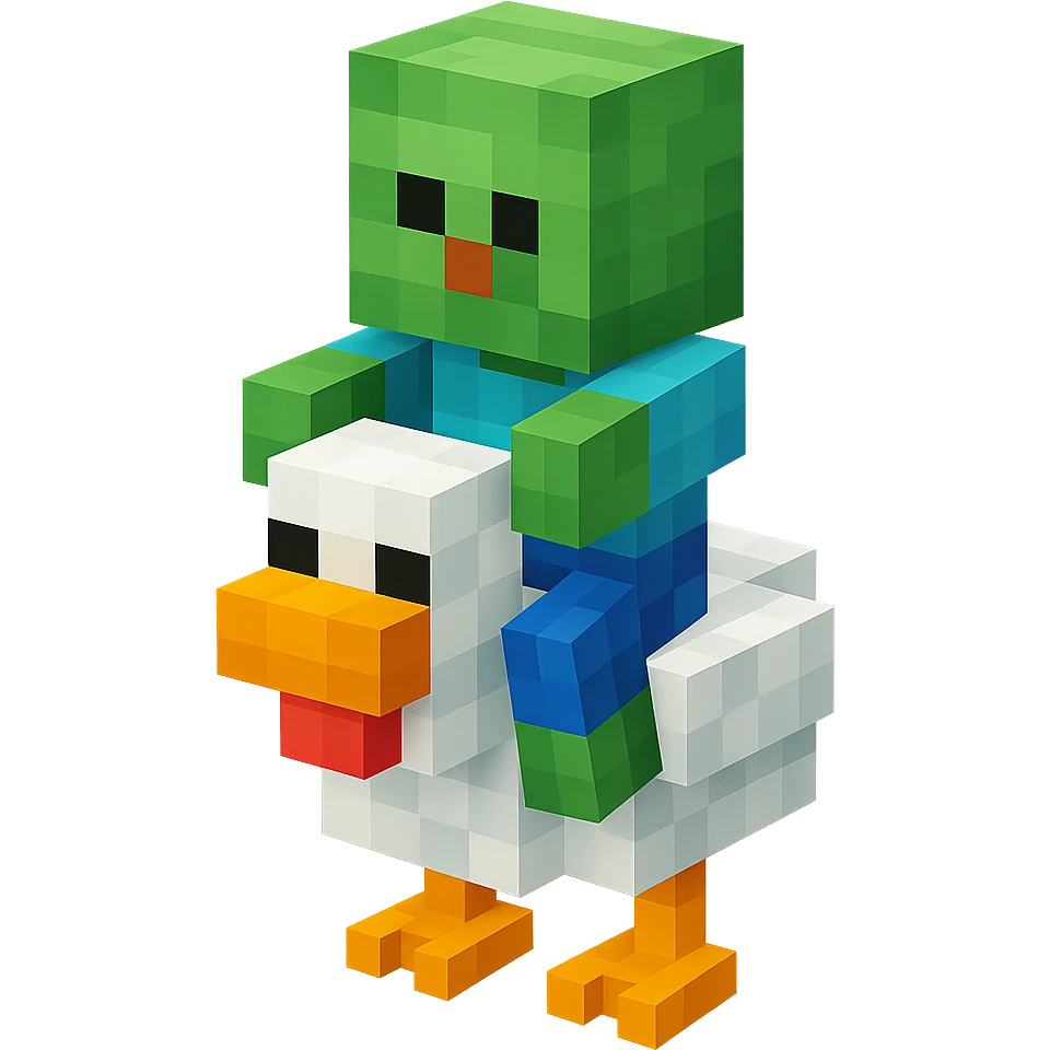voxel style chicken jockey emoji