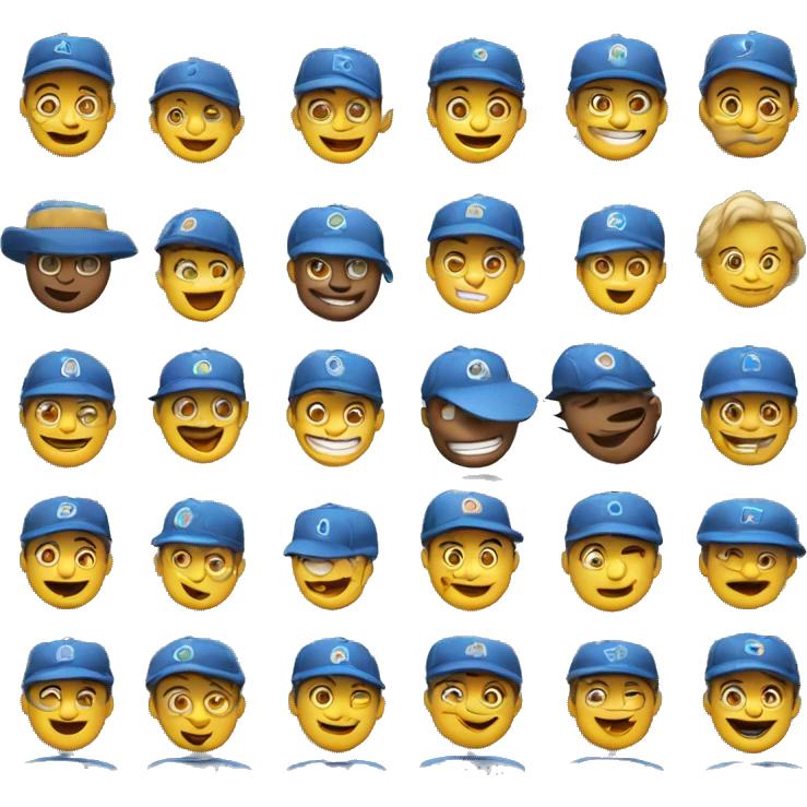 emoji feliz dando las gracias con gorra azul emoji